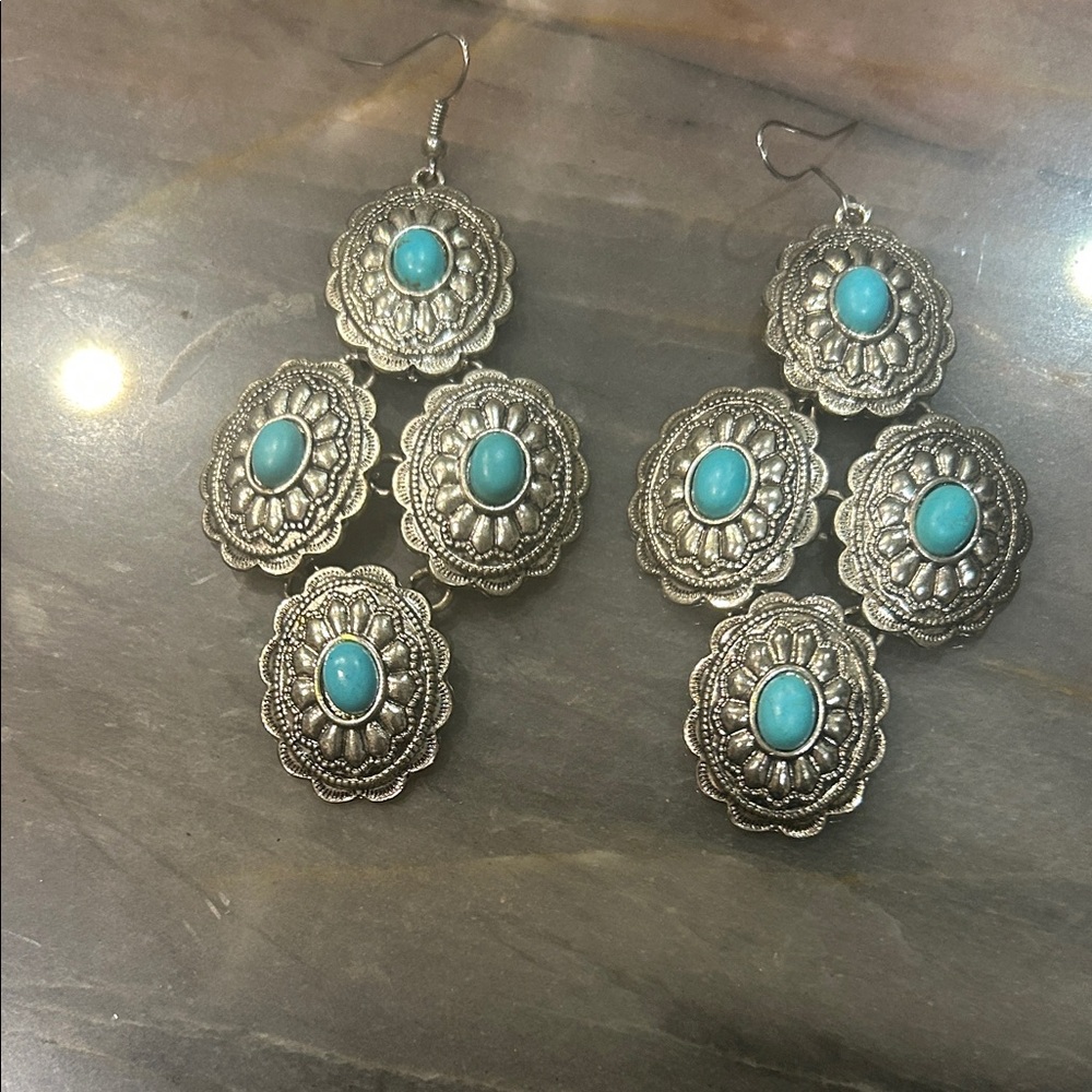 Silver and Turquoise Dangle Earrings